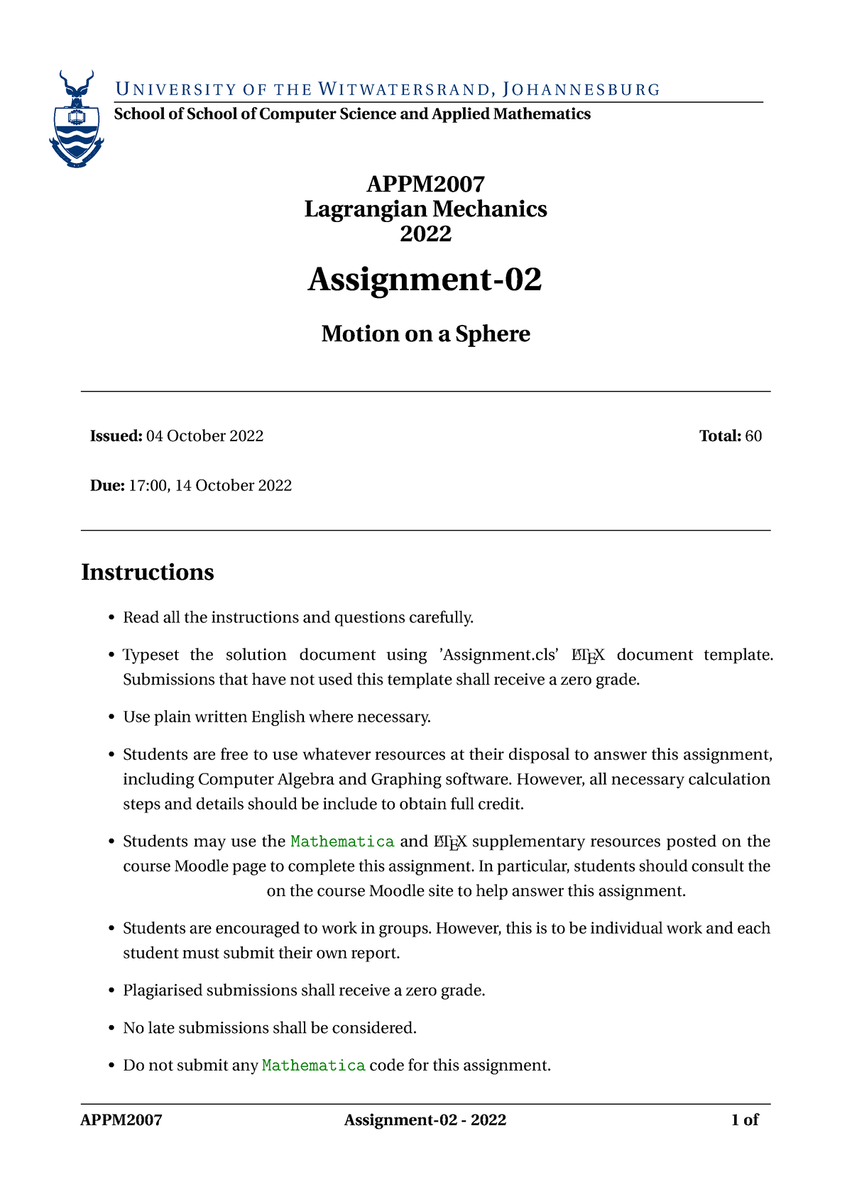 m92 specimen coursework assignment