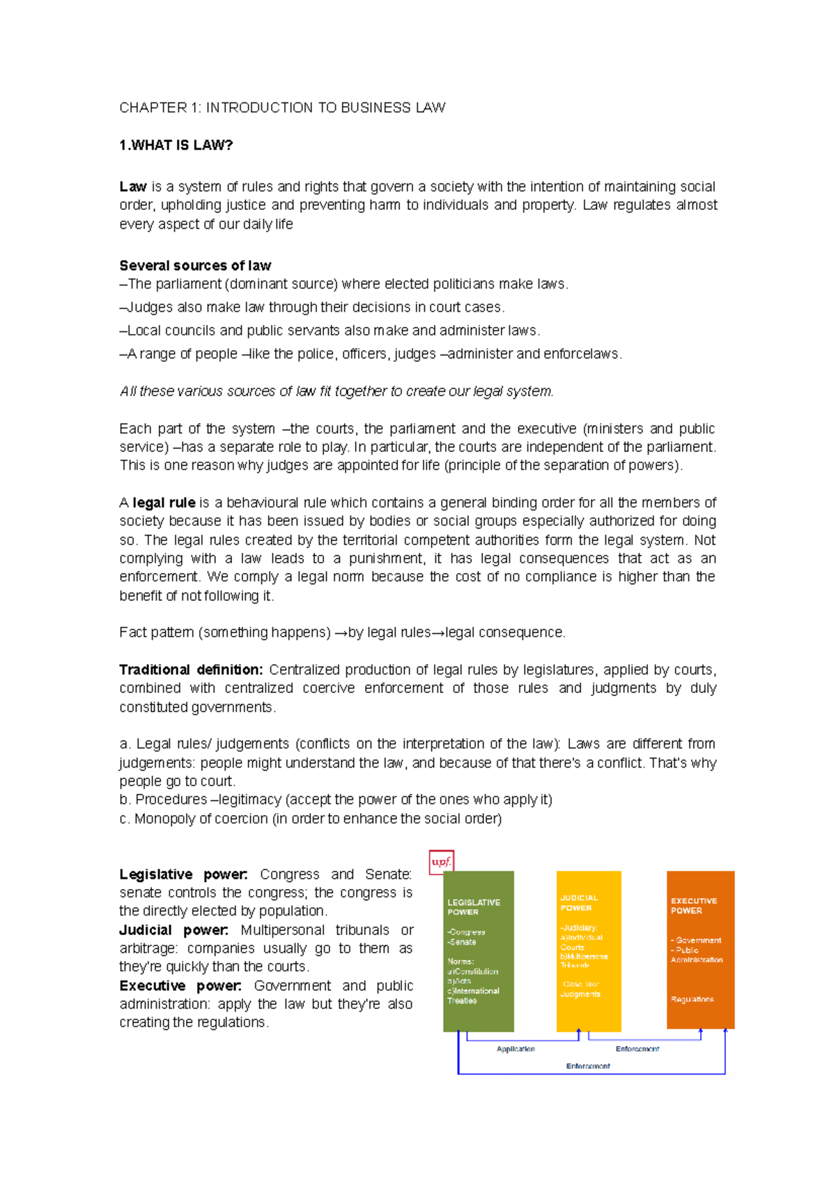 Chapter 1-Intro to Law - CHAPTER 1: INTRODUCTION TO BUSINESS LAW 1 IS ...