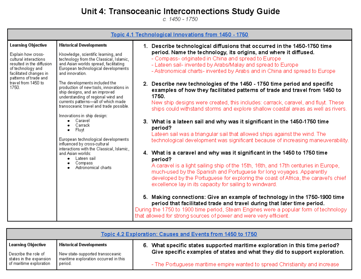 APWH UNIT 4 - This Is The Study Guide For The End Of The Year - Unit 4 ...