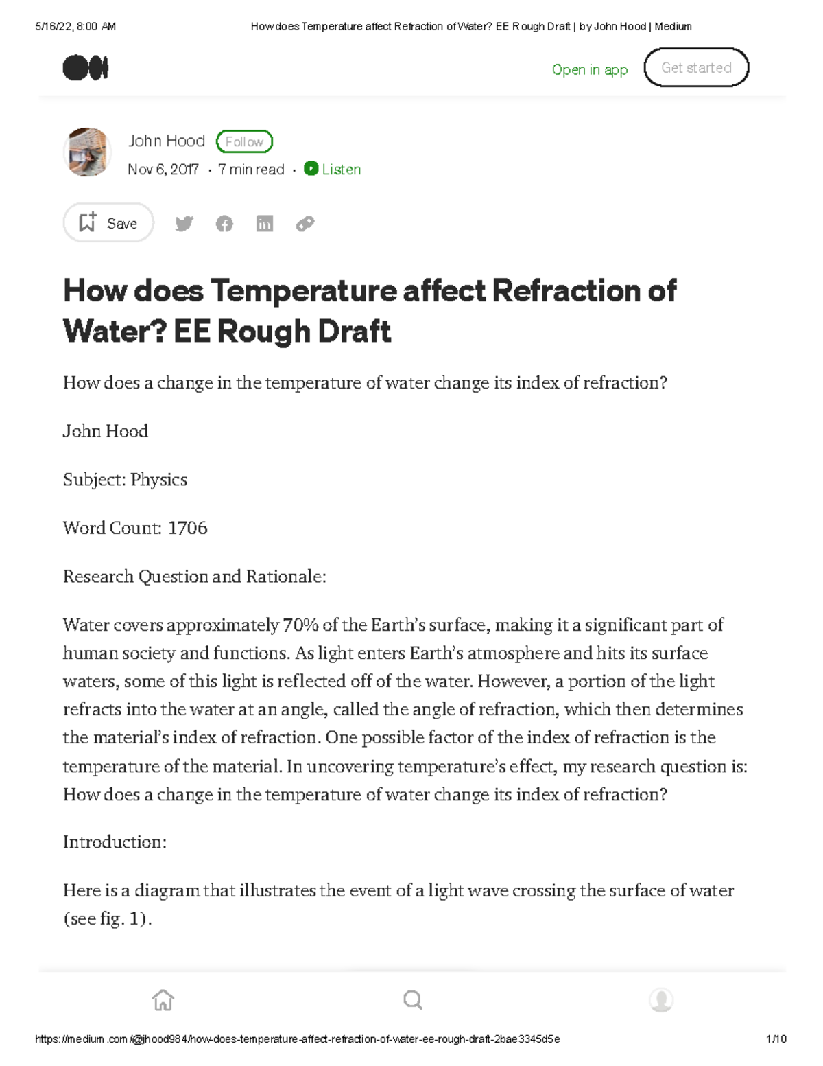 Refractive Index Water Temperature explanation 1 John Hood Follow Nov