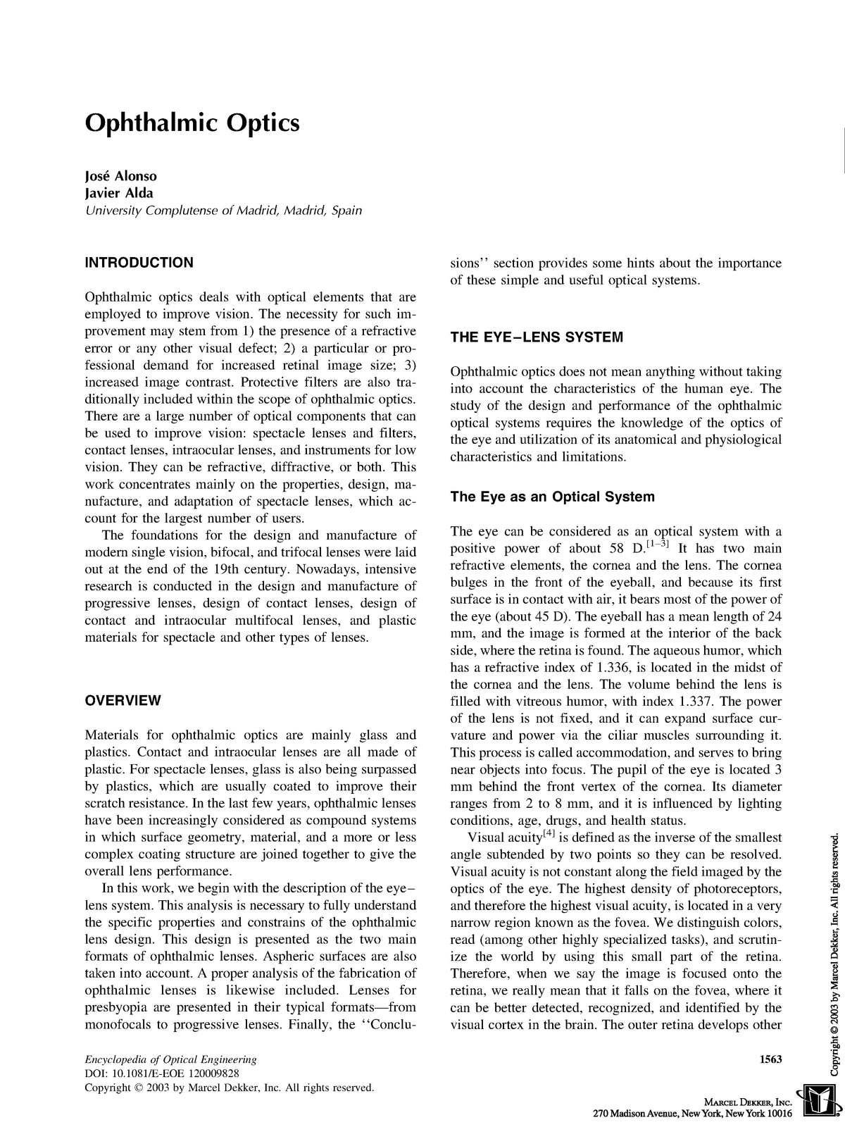 Ophthalmic Optics - Good Summary - Ophthalmic Optics O Alonso Javier ...