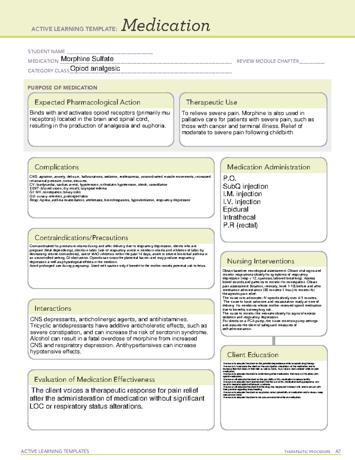 Morphine - Medication - ACTIVE LEARNING TEMPLATES THERAPEUTIC PROCEDURE ...