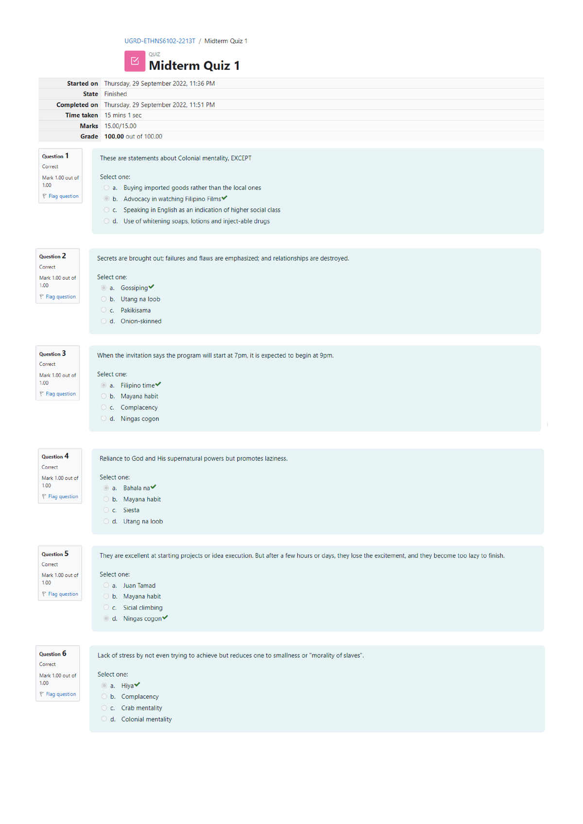 UGRD- Ethns 6102 Euthenics 2 - Midterm Quiz 1 - Software Engineering 1 ...