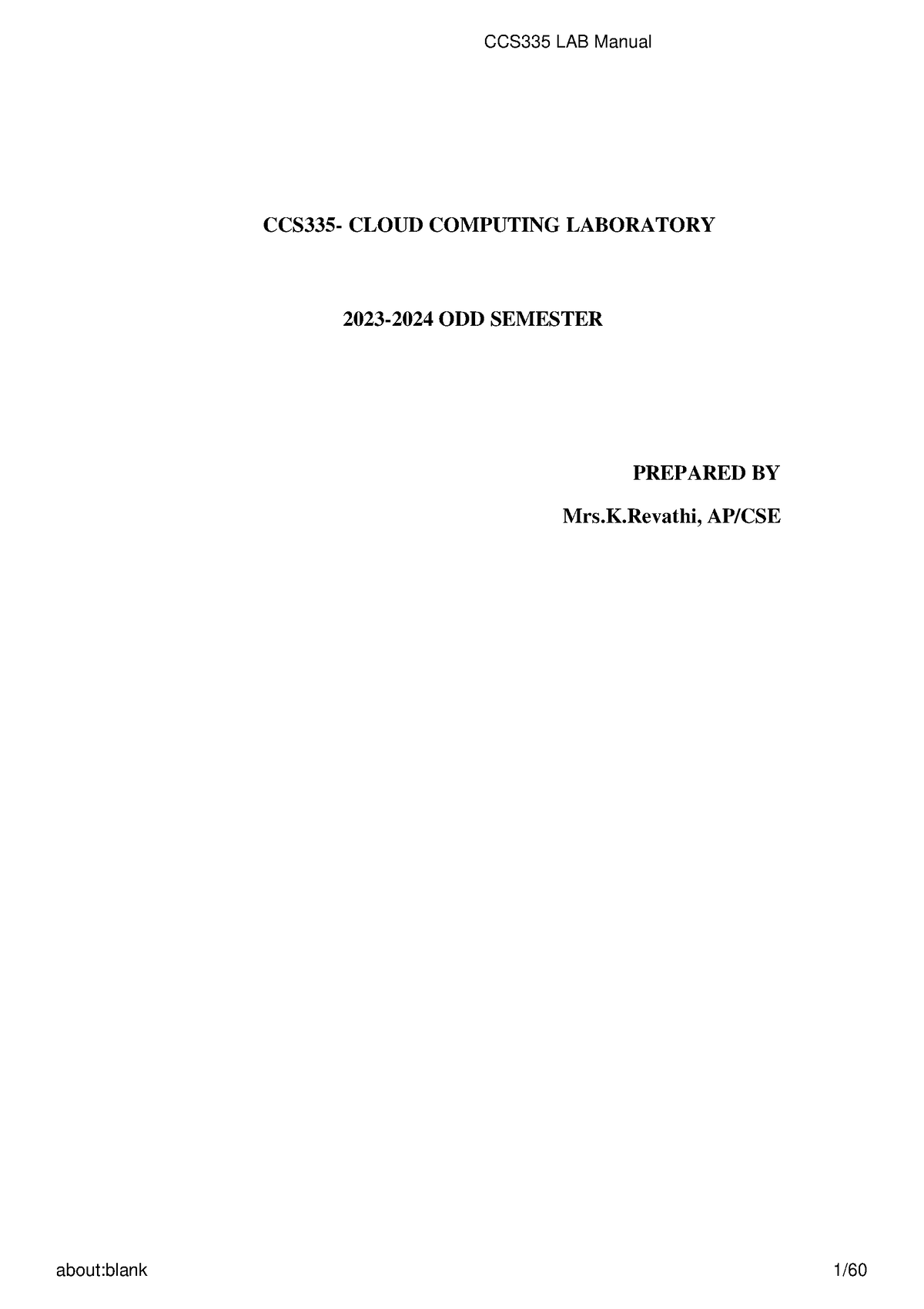 Cloud computing LAB Manual new ful - CCS335 LAB Manual CCS335- CLOUD ...