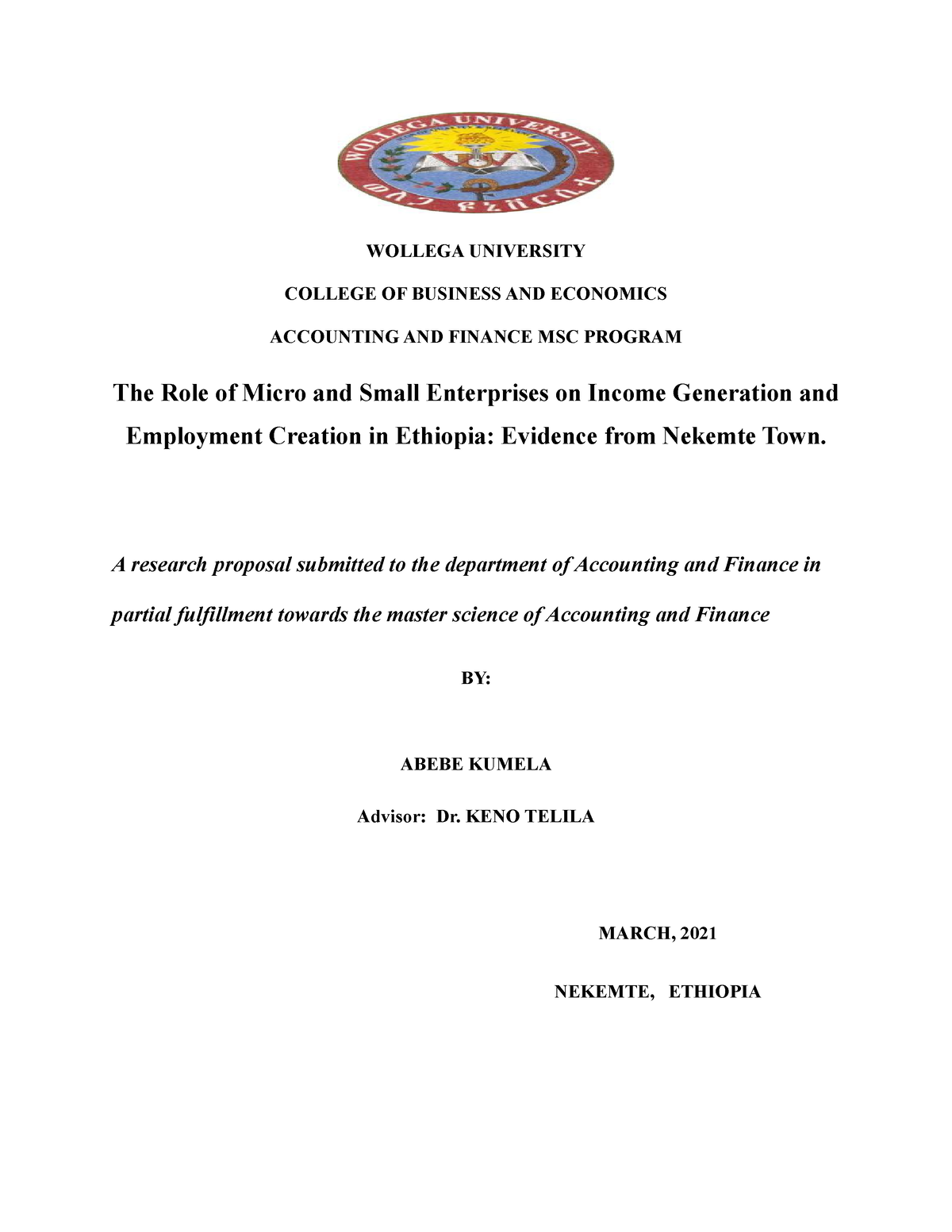 wollega university thesis format