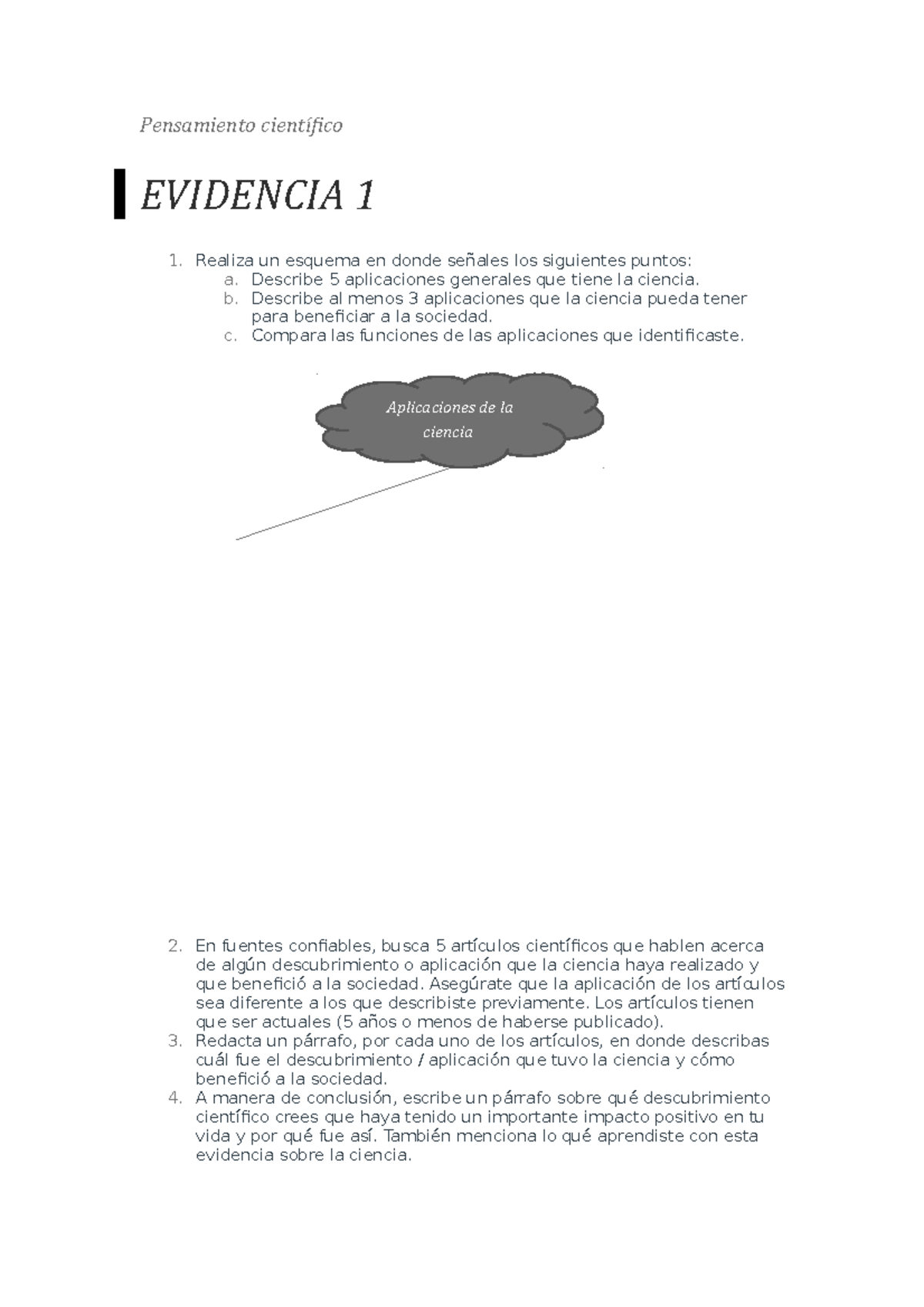 Evidencia 1 de cientifico 2022 - Pensamiento científico EVIDENCIA 1 ...