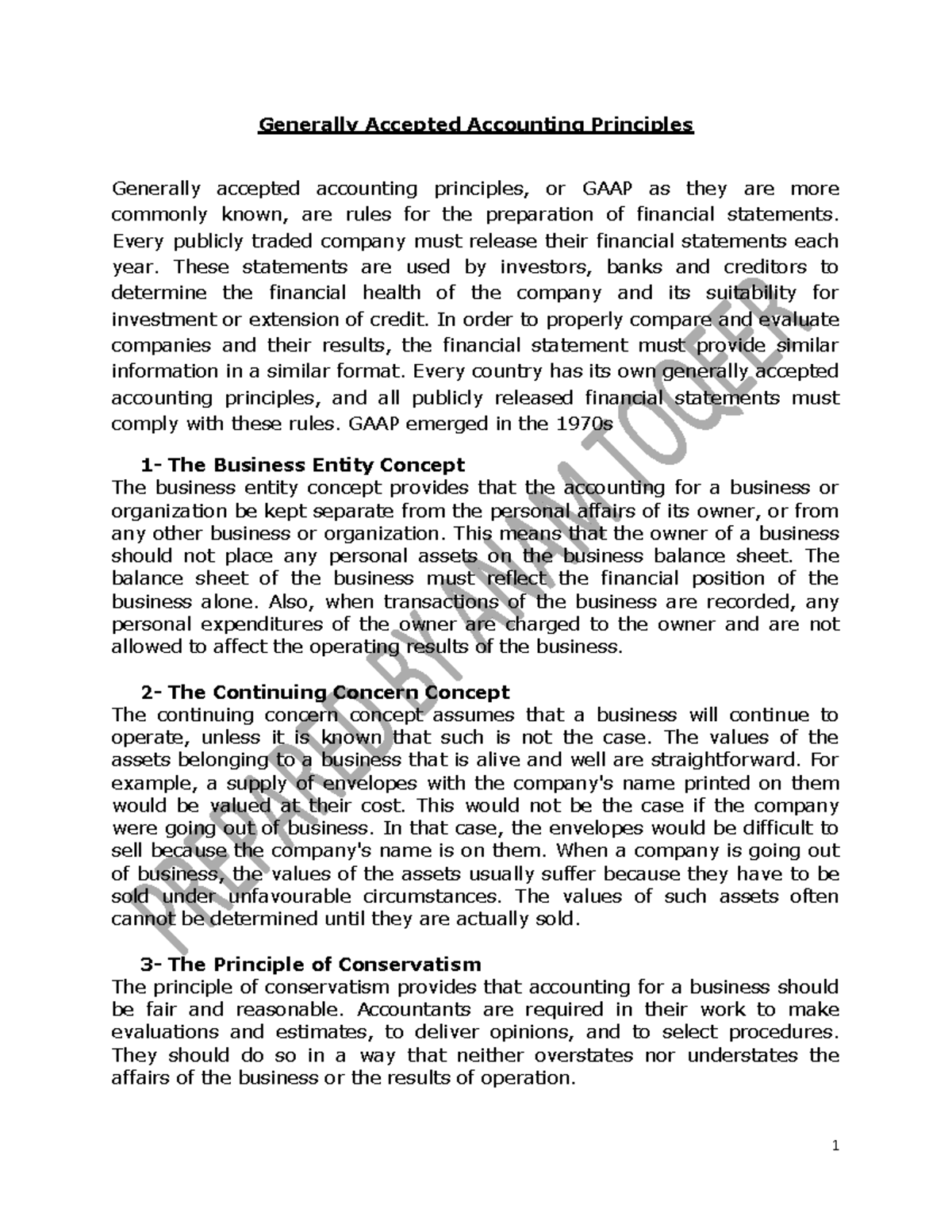 Generally Accepted Accounting Principles - Generally Accepted ...