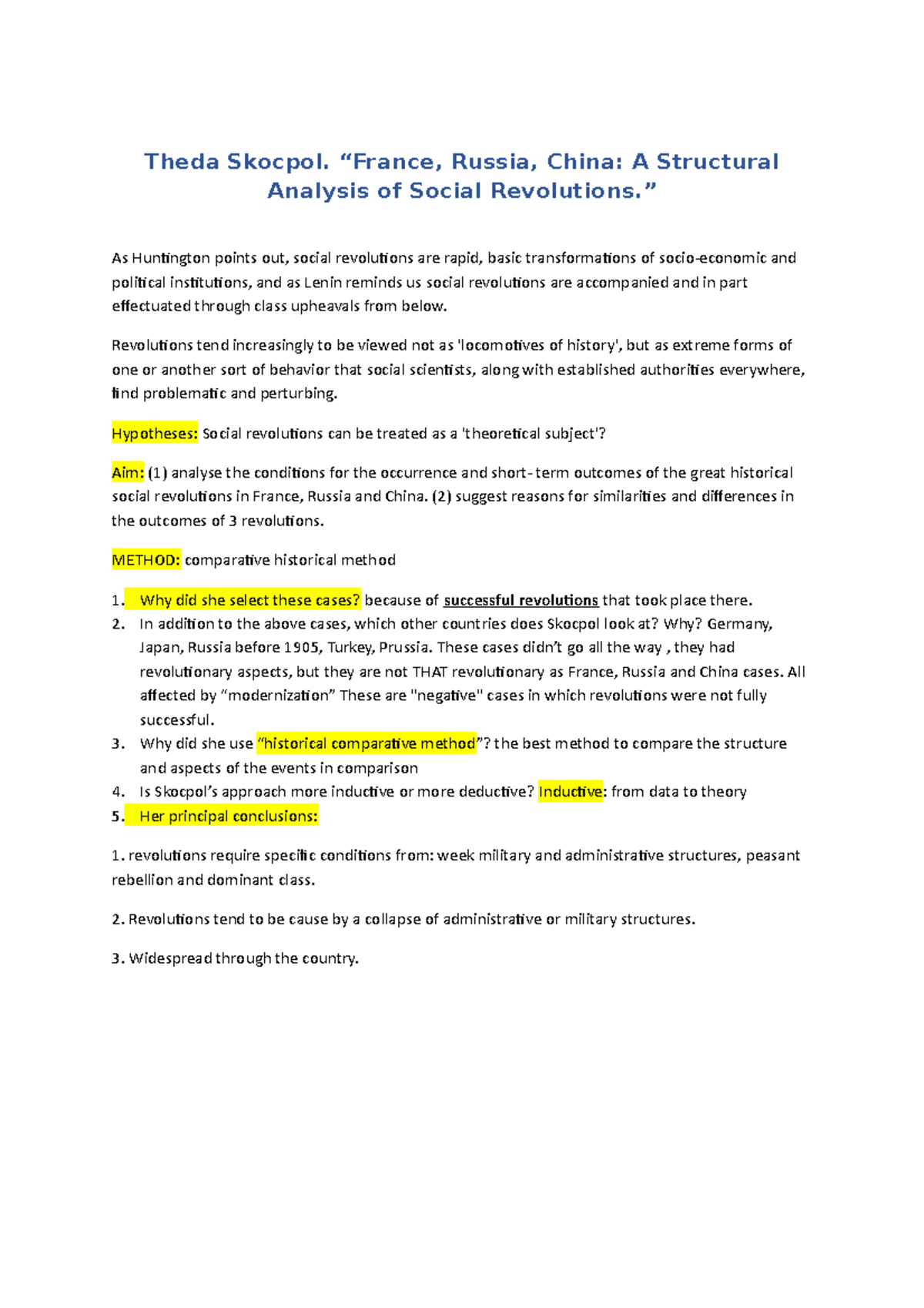 France Russia China A Structural Analysis Of Social Revolutions