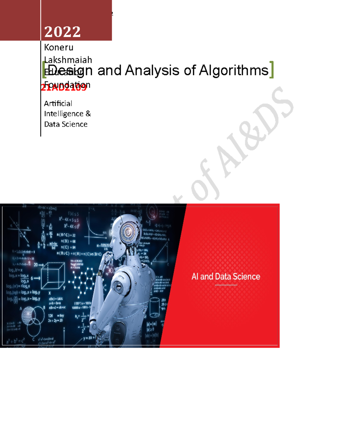 DAA- Skill WORK BOOK - 21AD2109 - Tuesday, November 22, 2022 [Design ...