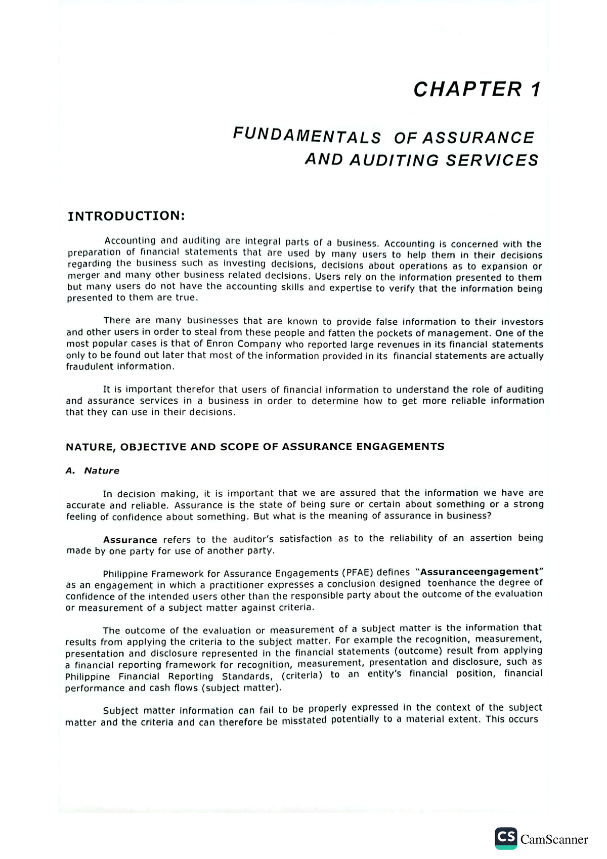 Chapter 1 Fundamentals Of Assurance And Auditing Services - Assurance ...