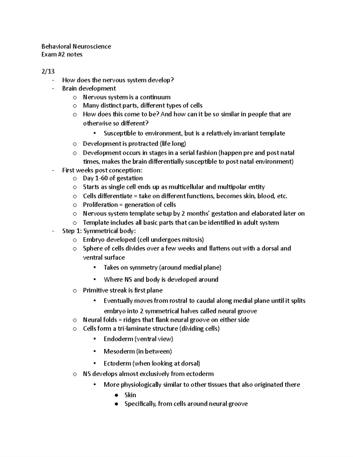 Lecture 8 - Behavioral Neuroscience - Behavioral Neuroscience Exam #2 