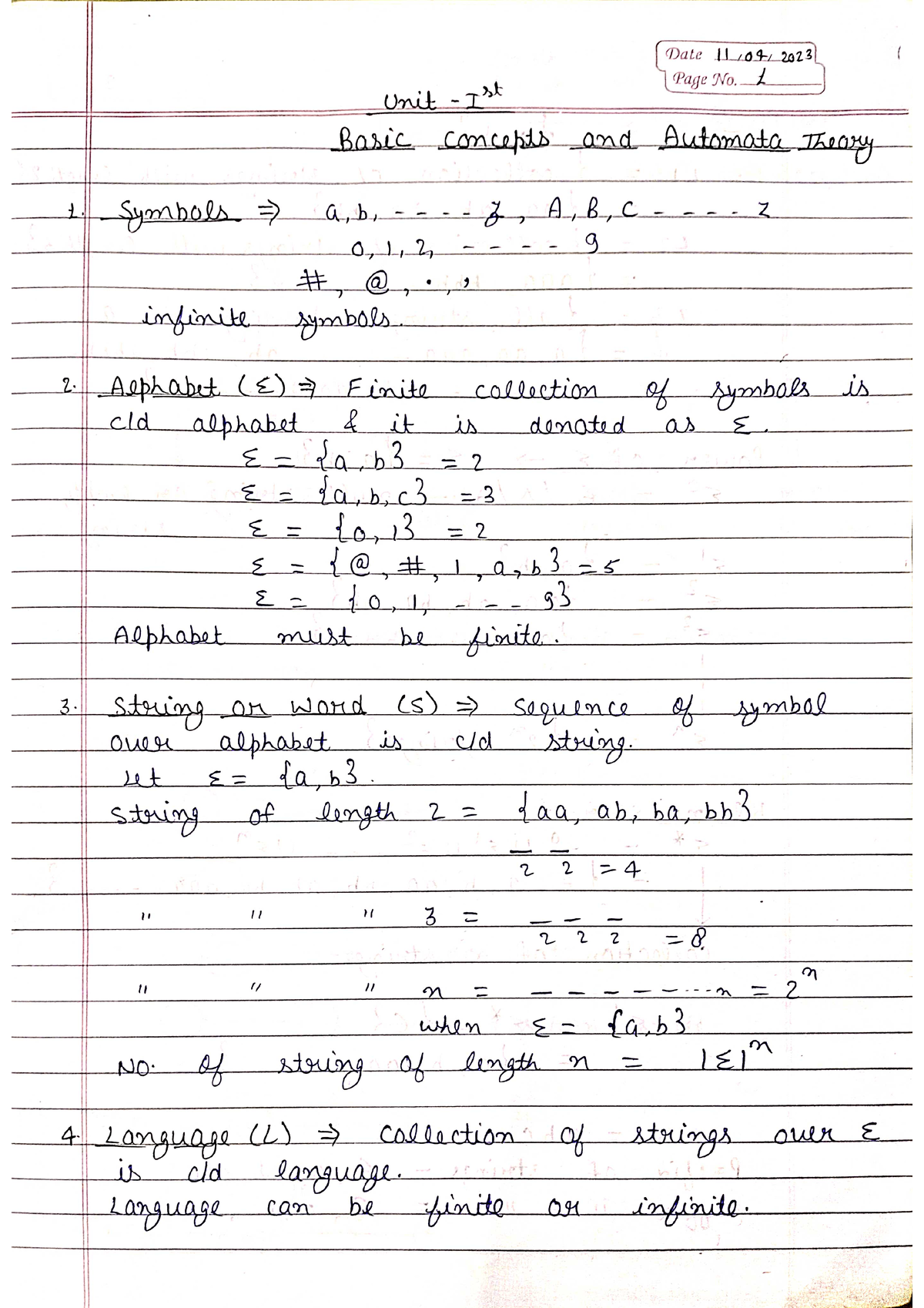 Unit -1st Automata - Tafl6ygf - Theory Of Automata & Formal Languages ...