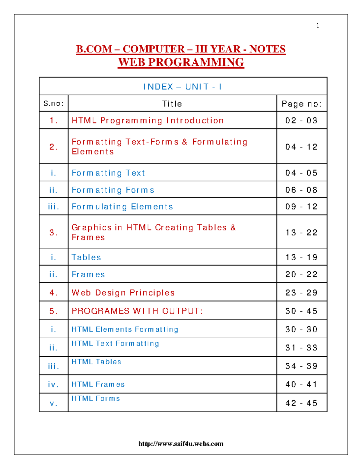 WEB- Programming- Notes - B – COMPUTER – III YEAR - NOTES WEB ...