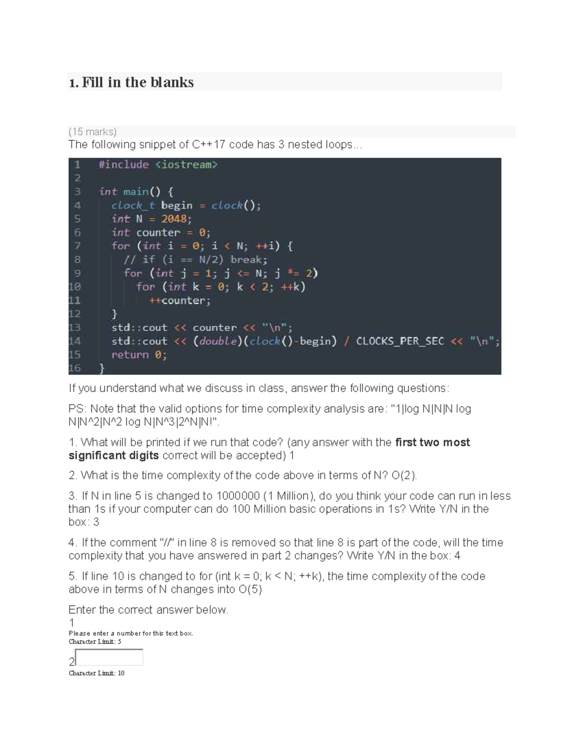 CS2040C 2021 22 S1 midterm medium - 1. Fill in the blanks (15 marks ...