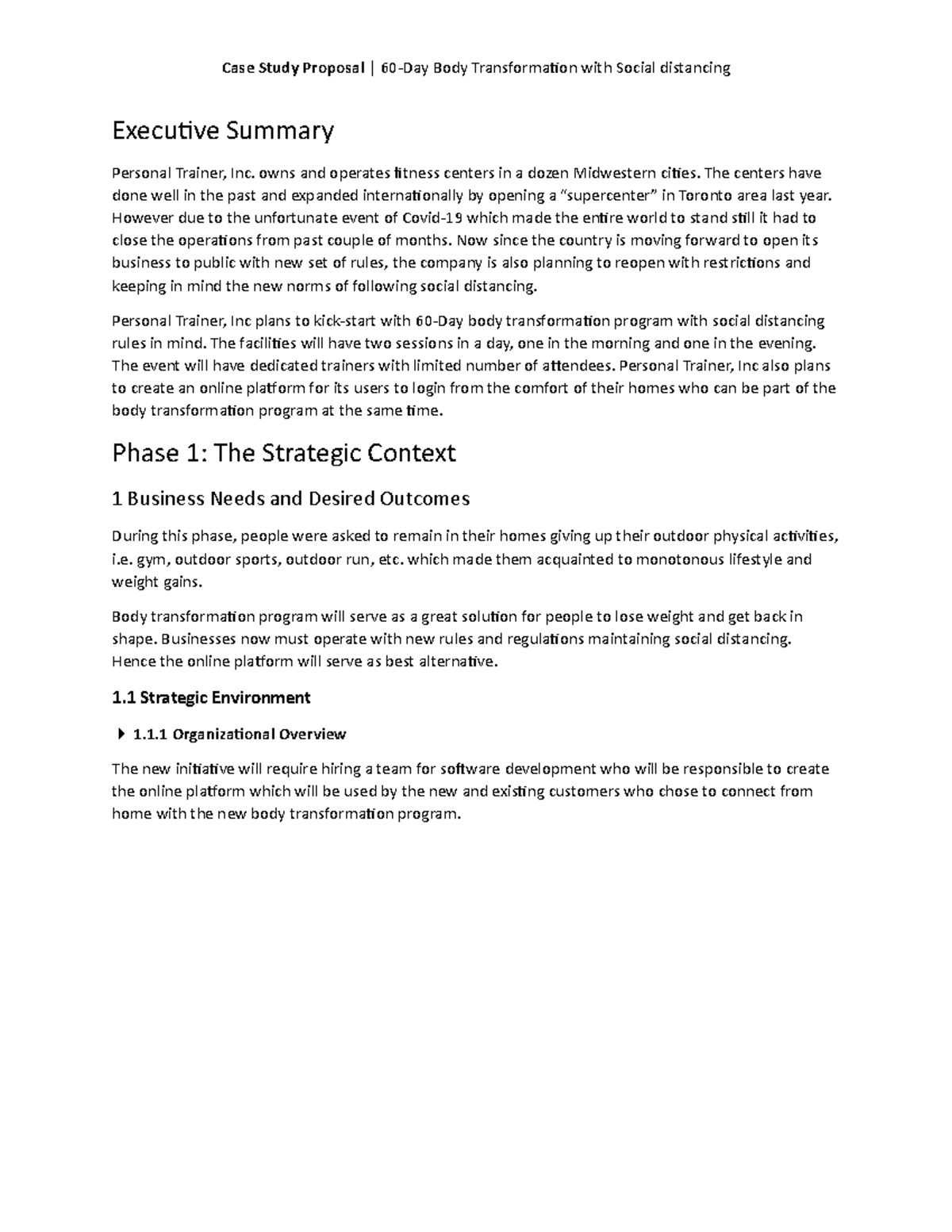 Group Case Study Proposal & Presentations Week6-1 - Executive Summary ...