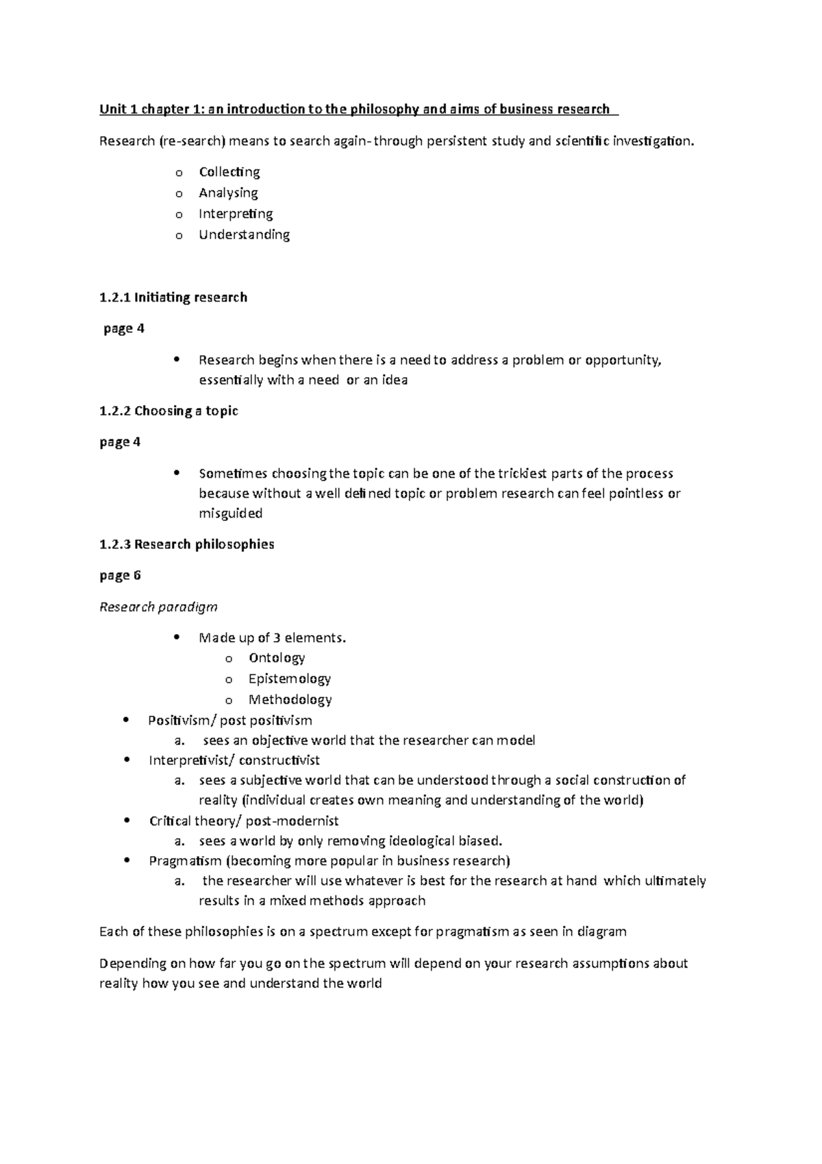 Research notes and weekly activity with memos - Unit 1 chapter 1: an ...