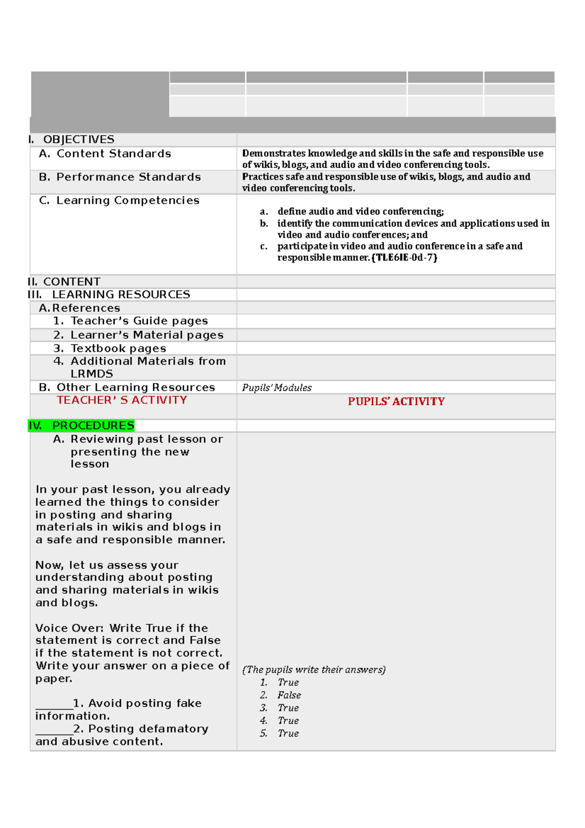 Healthy Eating Lesson Plans Learning A Detailed Plan In Tle Bsed English Rmmc Studocu Vrogue