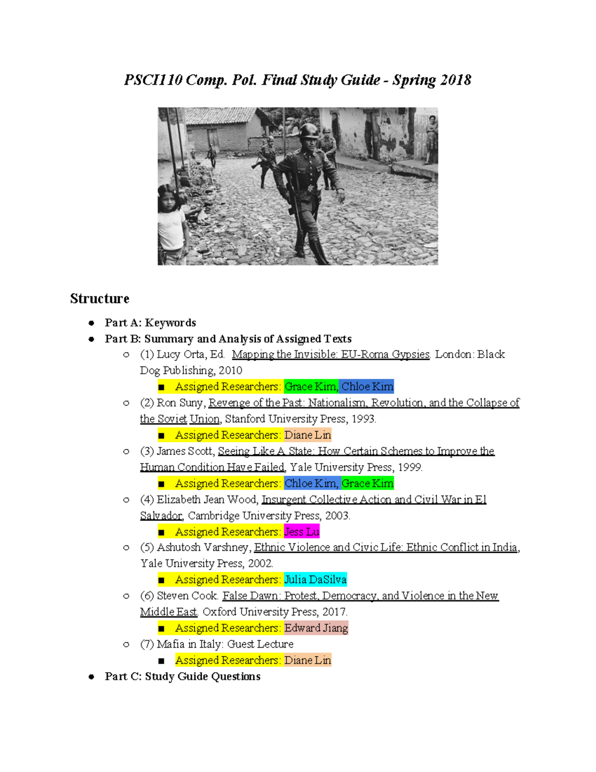 HOLY PSCI110 Study Bible - PSCI110 Comp. Pol. Final Study Guide Spring ...