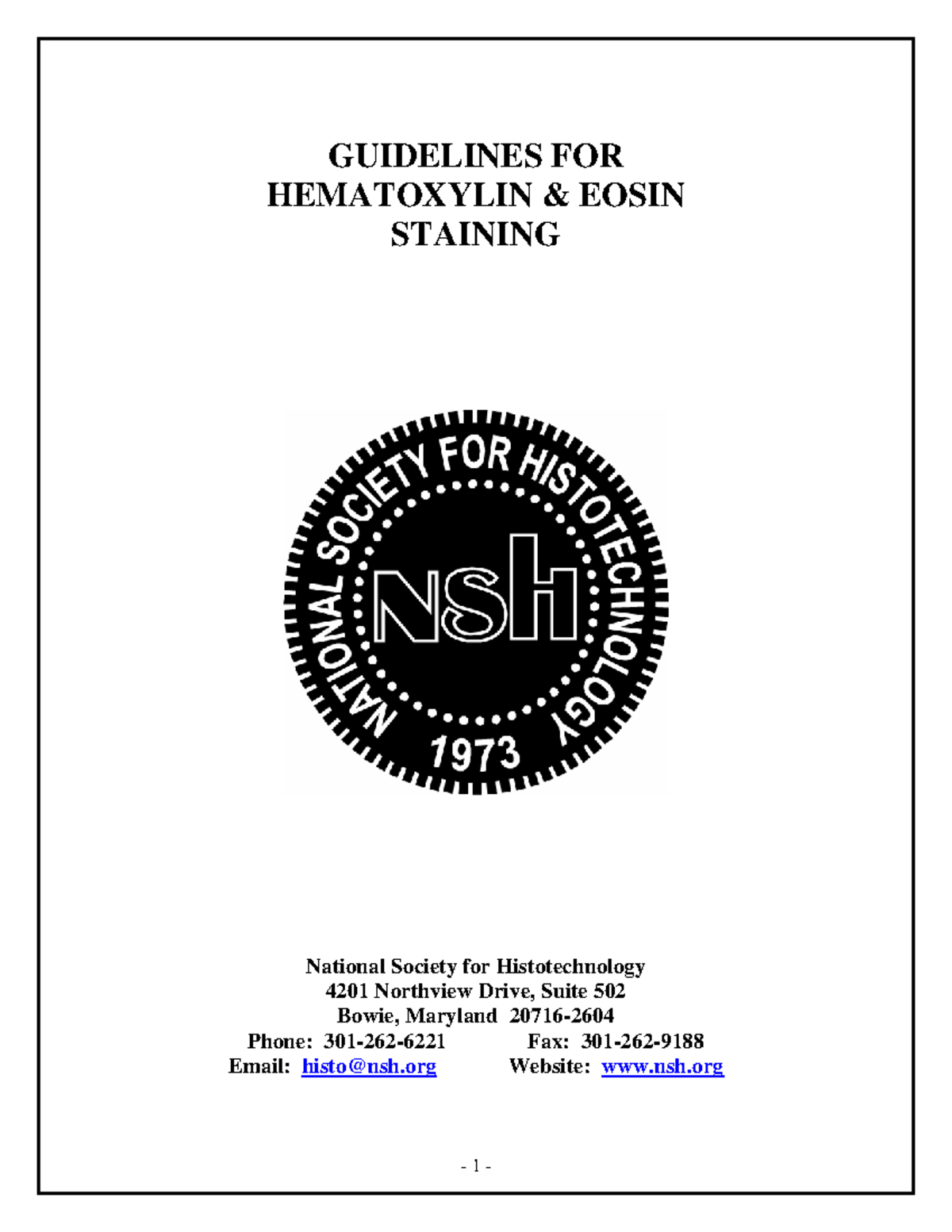 Guidelines For Hematoxylin And Eosin Staining Nsh Guidelines For