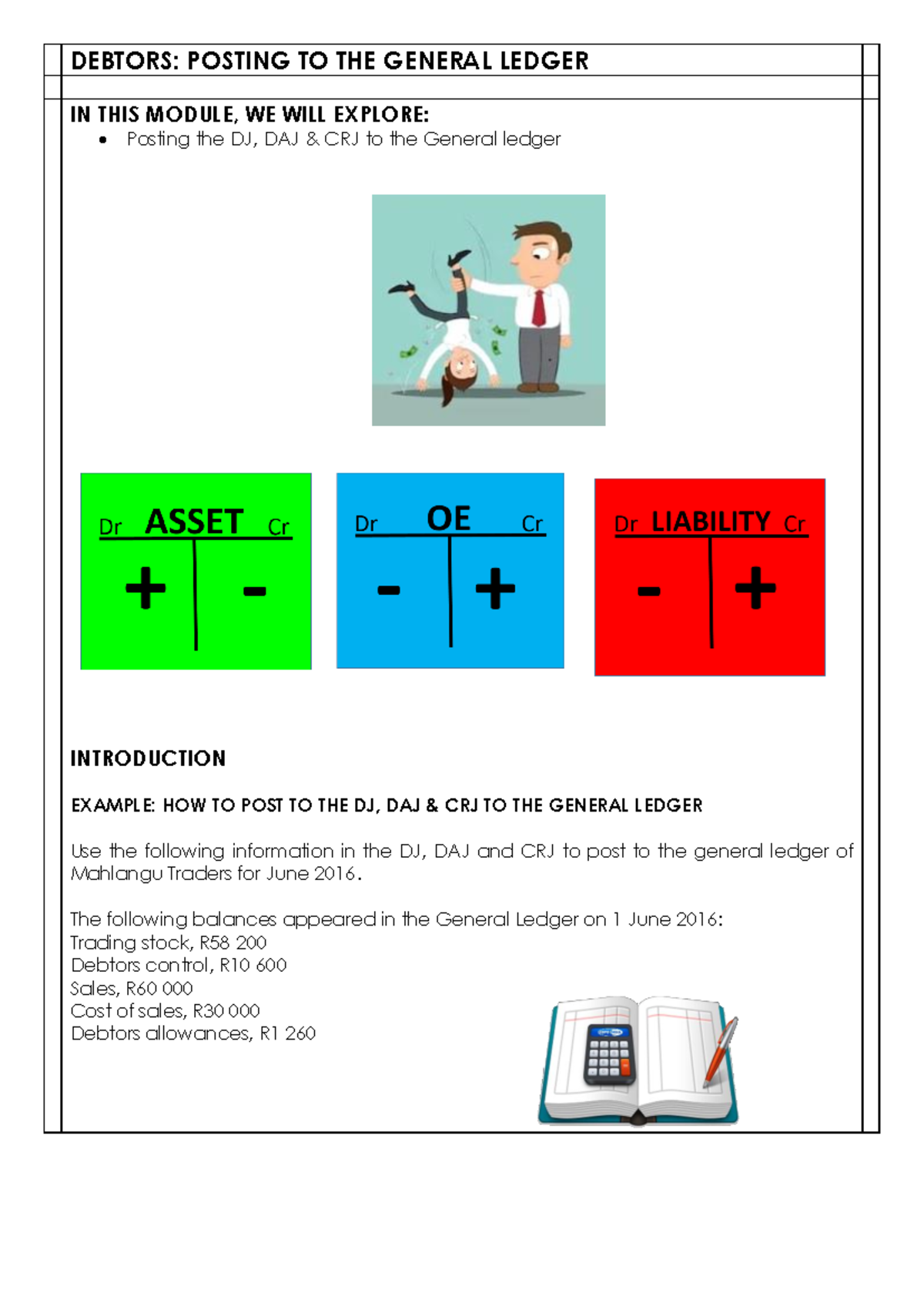 Debtors Posting TO THE General Ledger Notes - DEBTORS: POSTING TO THE ...