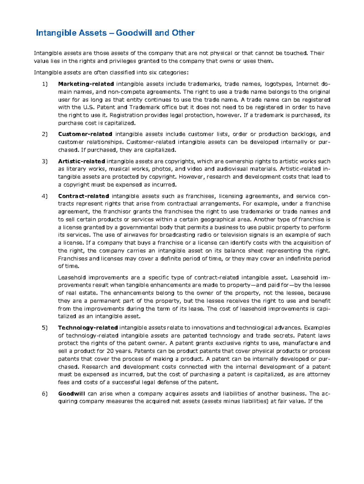 Intangibles - us cpa - Intangible Assets – Goodwill and Other ...