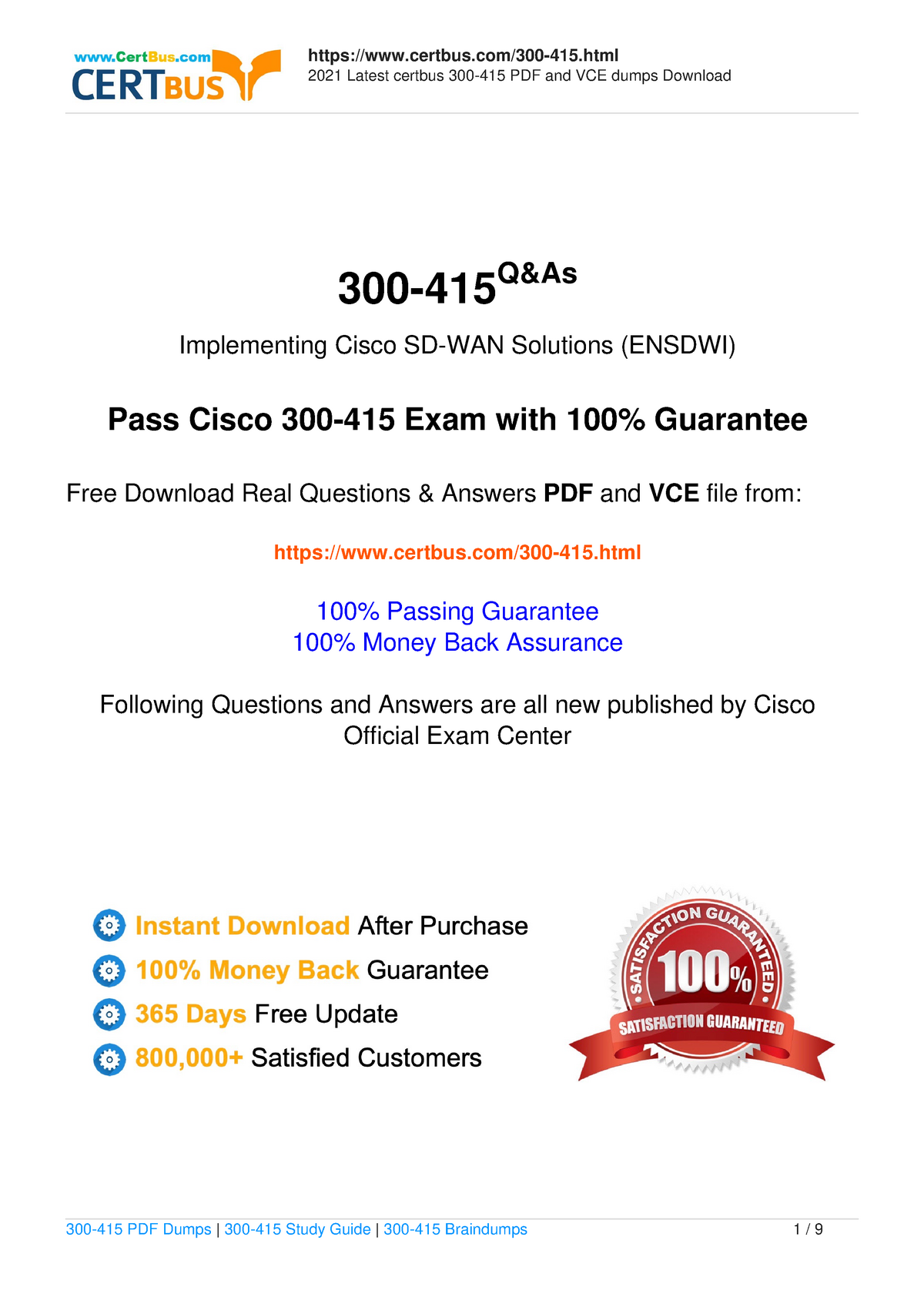 Latest Update Free Version of Cisco 300-415 Exam Study Guides in Certbus -  2021 Latest certbus - Sns-Brigh10