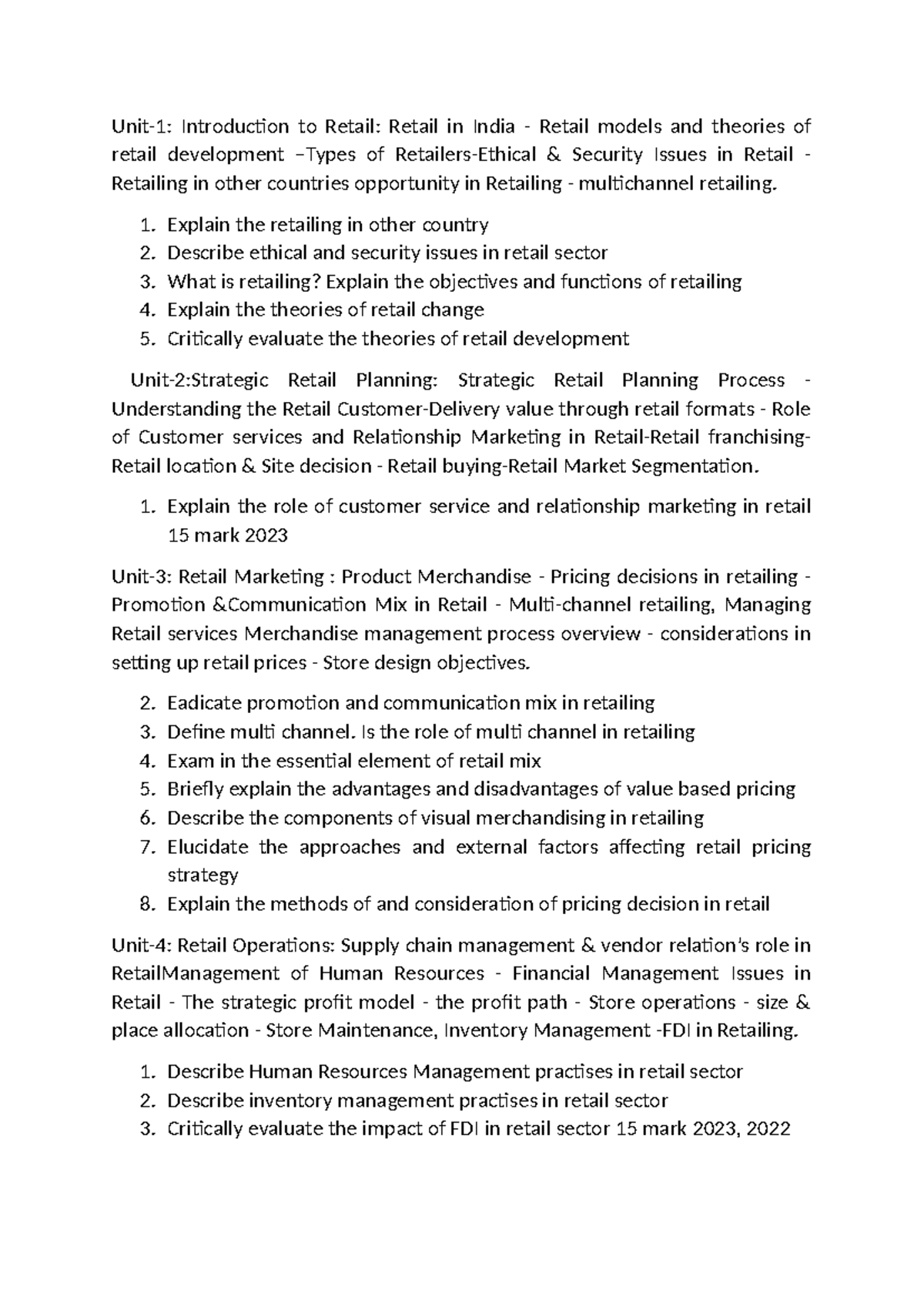 Retaill managemt - notes about retail management - Unit-1: Introduction ...