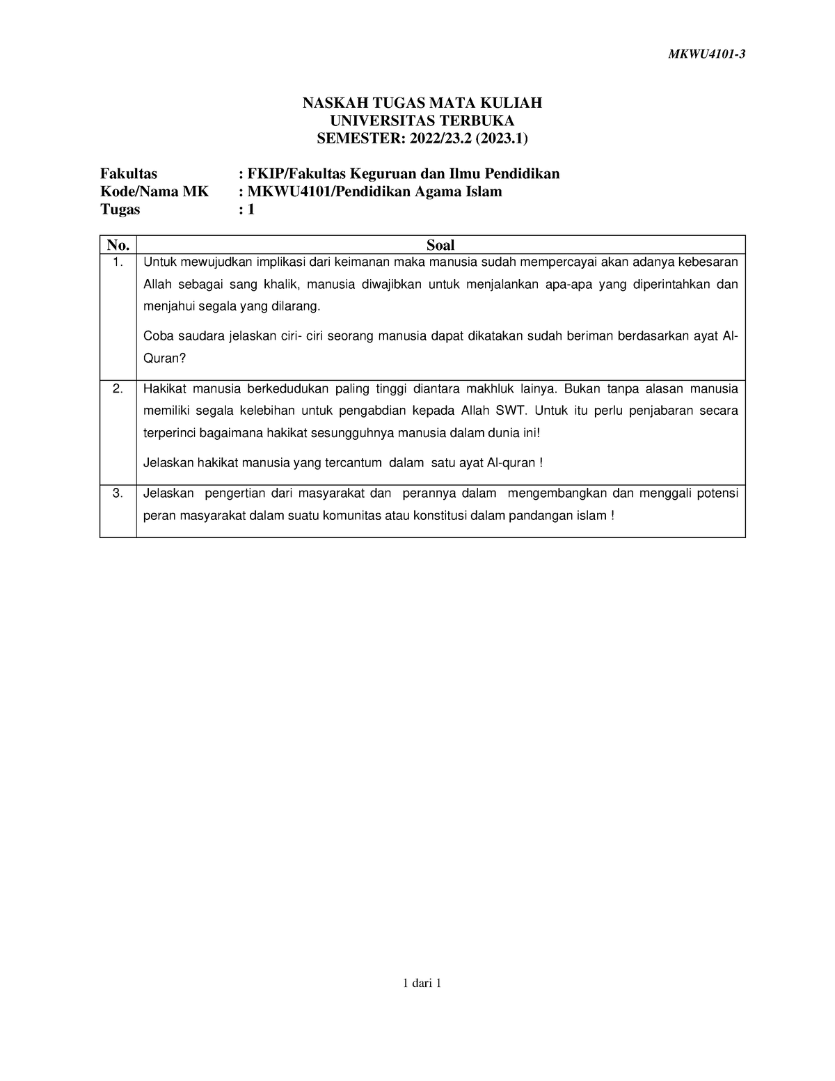 Soal Mkwu4101 Tmk1 3 - Alskdgasryfg - MKWU4101- 1 Dari 1 NASKAH TUGAS ...