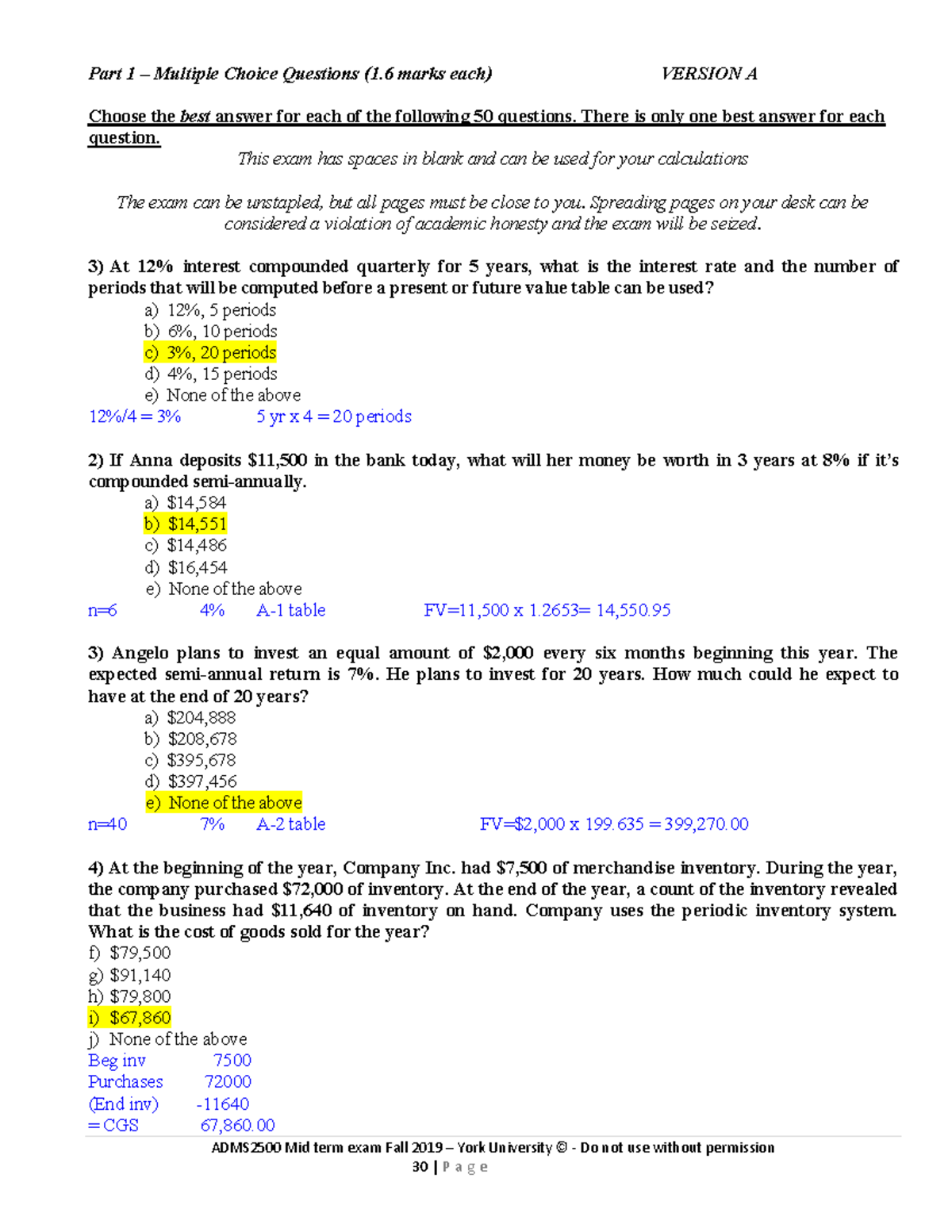 midterm 2 fall 2019 full solutions - A DM S2500 M id term exam Fall ...