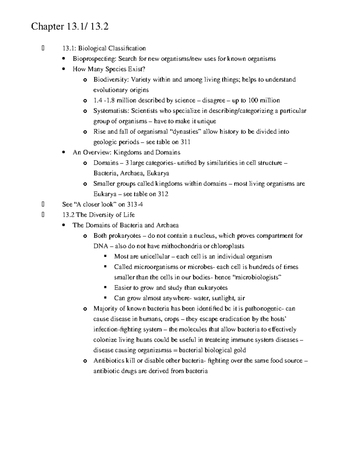 BIOL Textbook Notes - Chapter 13 13: Biological Classification ...