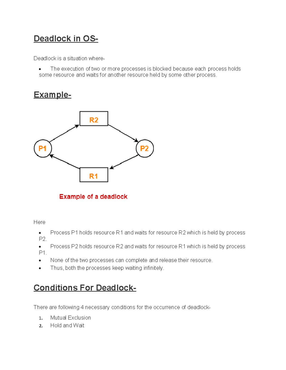6.Deadlock in Operating system - Deadlock in OS- Deadlock is a ...