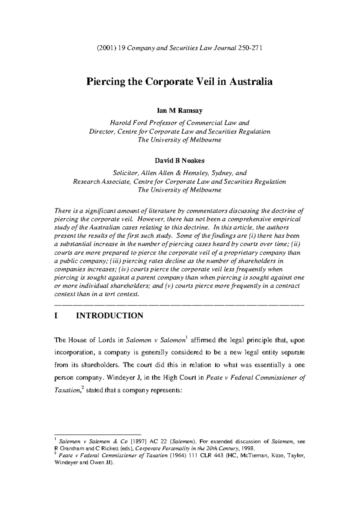 Piercing The Corporate Veil However There Has Not Been A