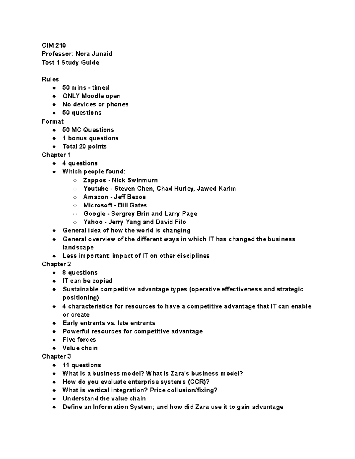 Test 1 Study Guide - Covers almost everything needed (from lectures to ...