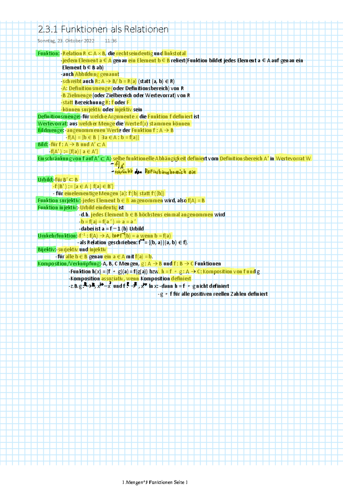 2.3.1 Funktionen Als Relationen - Funktion: -Relation R ⊂ A × B, Die ...