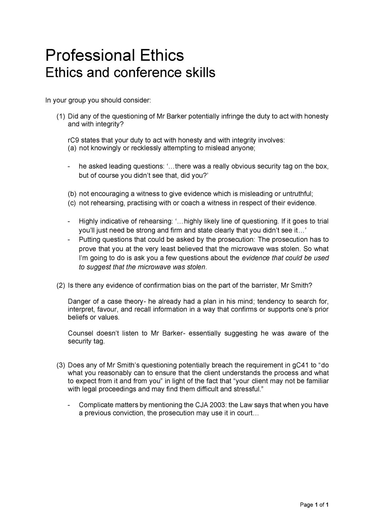 Ethics considerations during Conference-lecture note - Page 1 of 1 ...