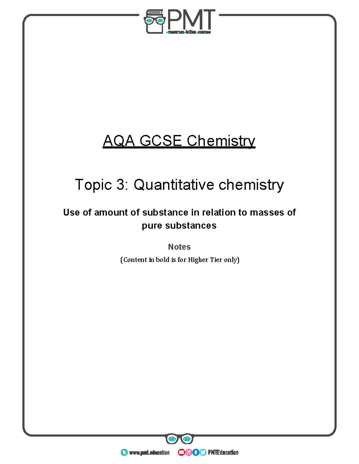 3.2. Use of amount of substance in relation to masses of pure ...