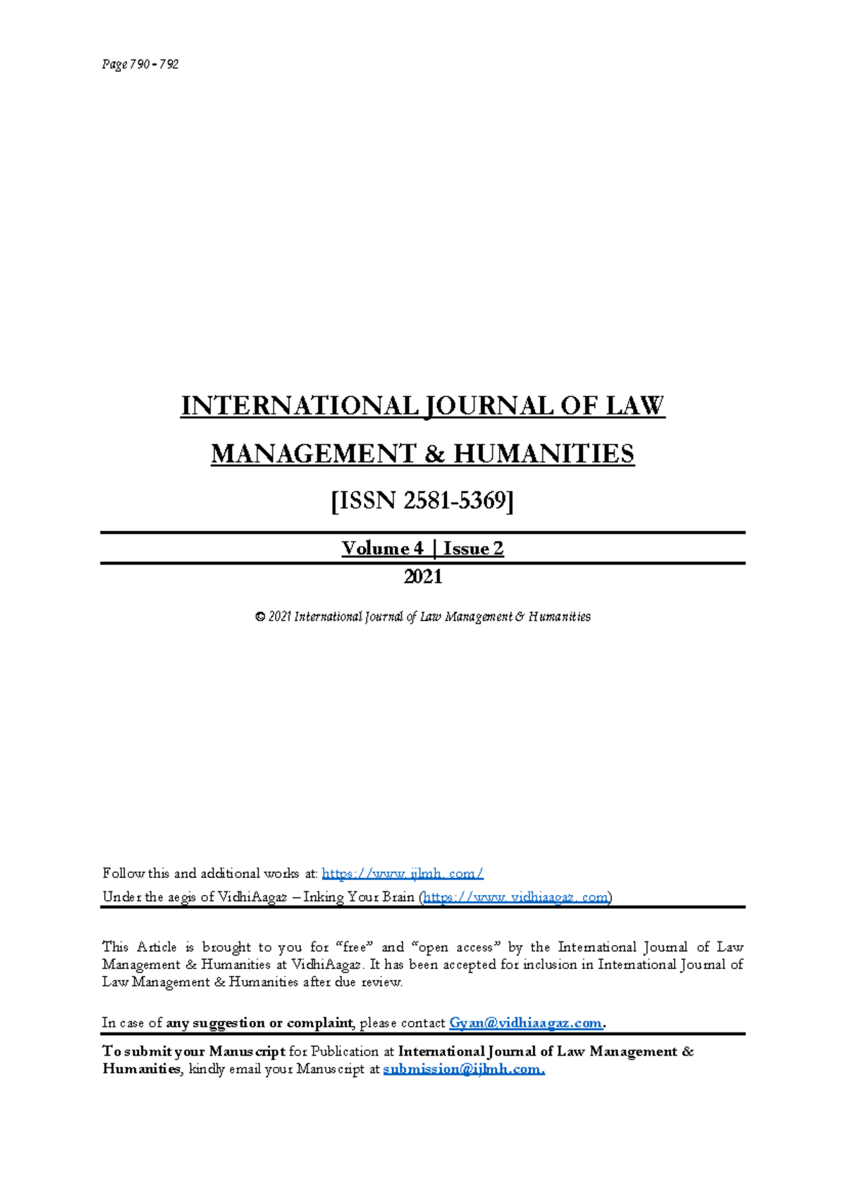 A Tale of Two Judgments - Page 790 - 792 INTERNATIONAL JOURNAL OF LAW ...