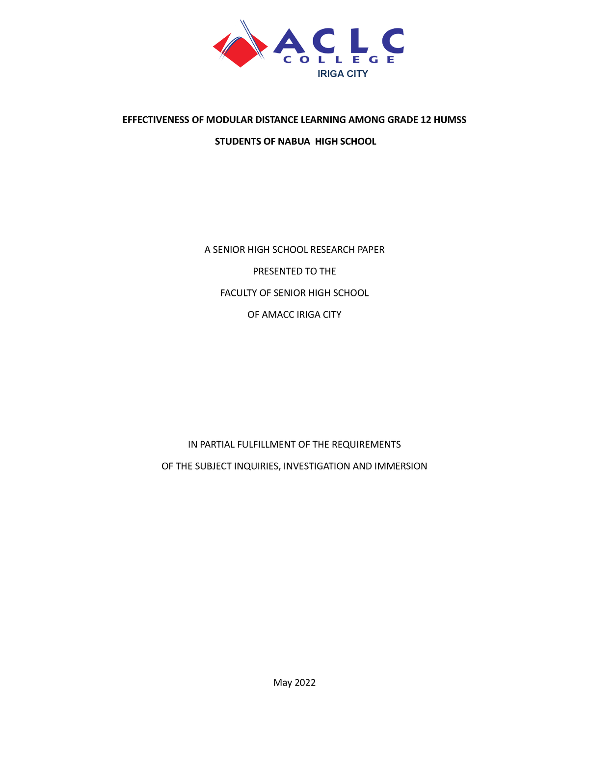 research hypothesis about modular distance learning brainly