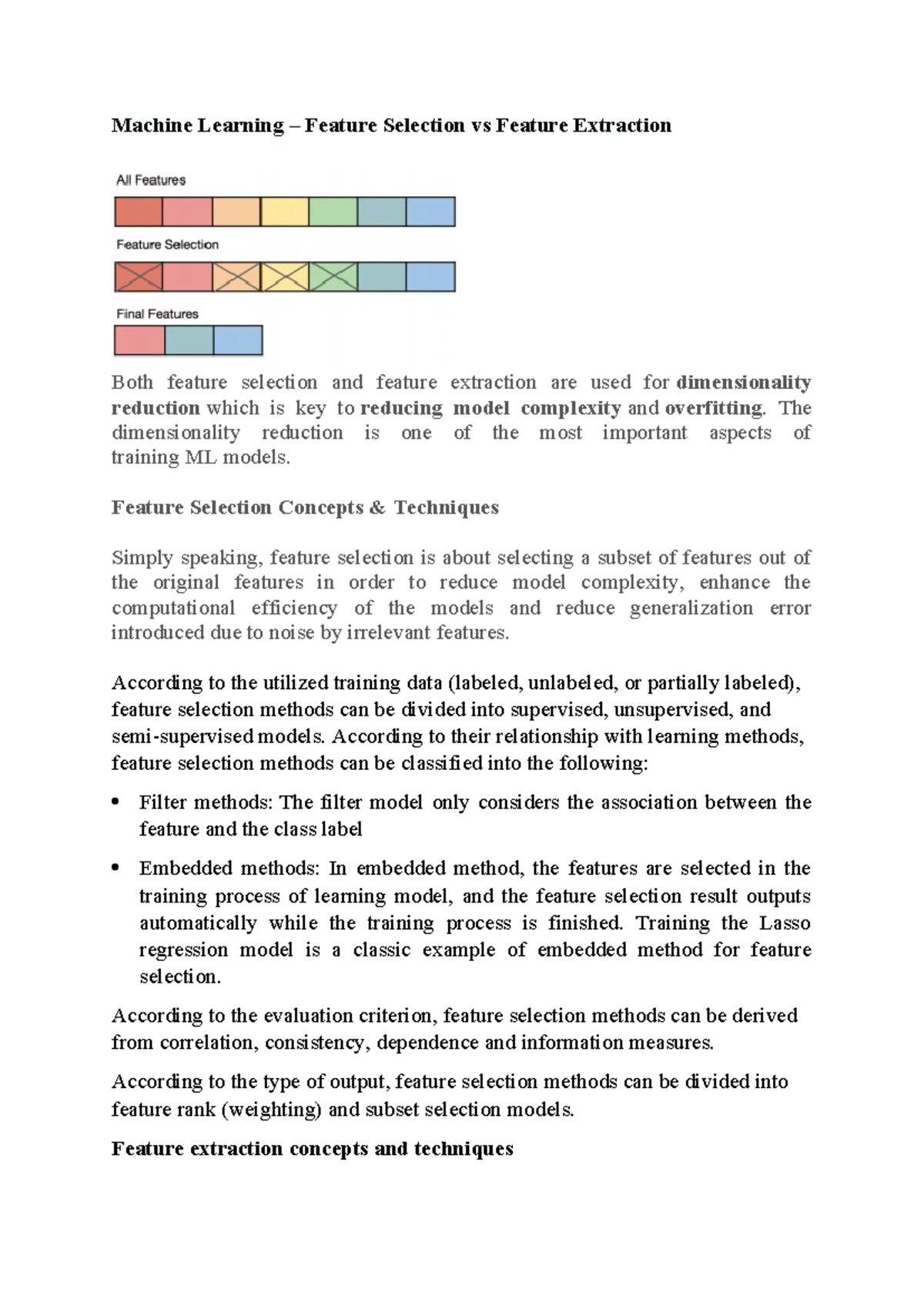 Feature selection and extraction - Machine Learning – Feature Selection ...