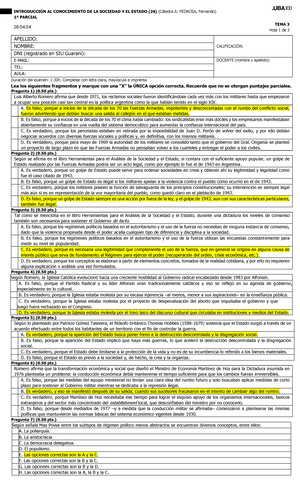 Primer Parcial, Icse 2023, Parcial A - Sociedad Y Estado Uba Xxi - Studocu