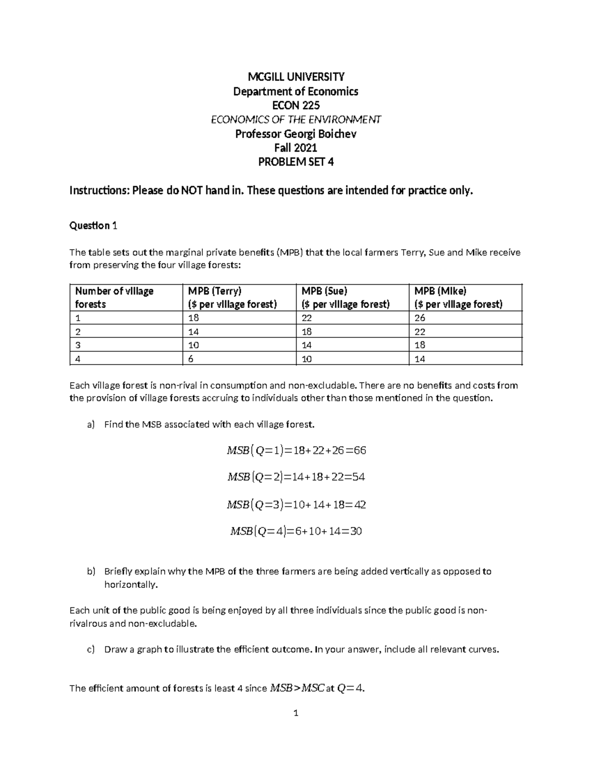 Prb set4 - 4th and last problem set - Econ 225 - McGill - Studocu