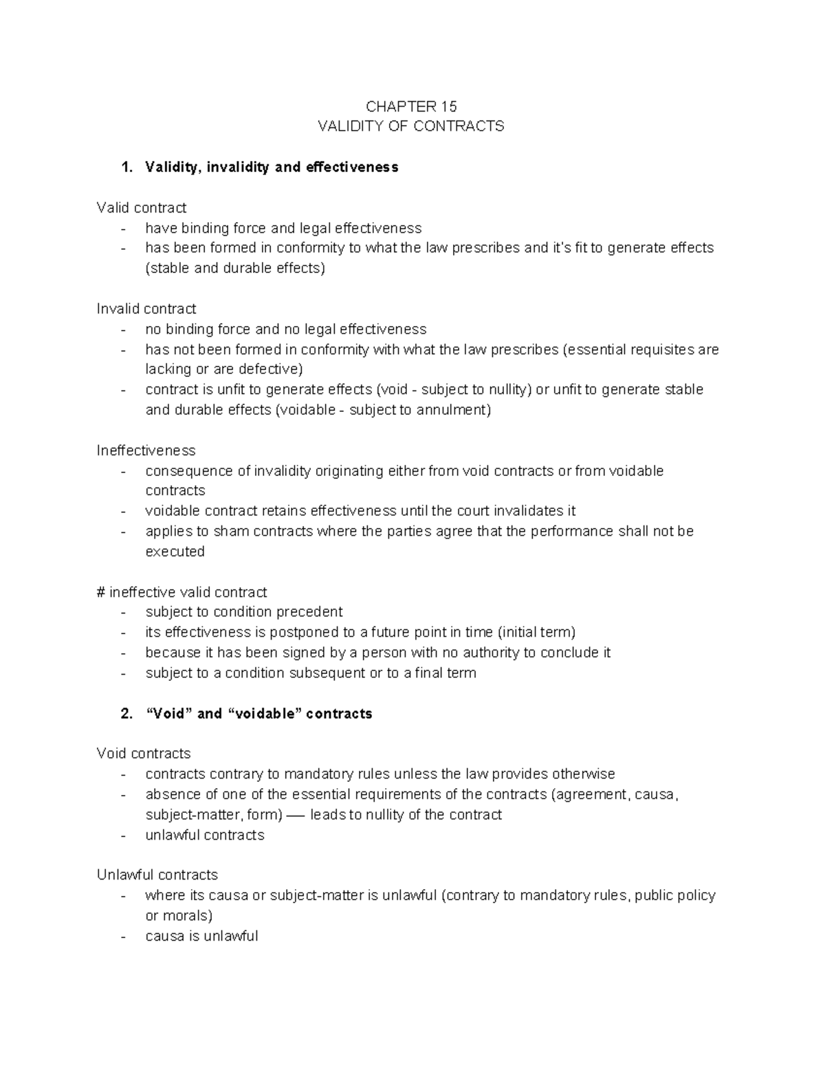 Principles Of Law Chapters 15 22 CHAPTER 15 VALIDITY OF CONTRACTS 1