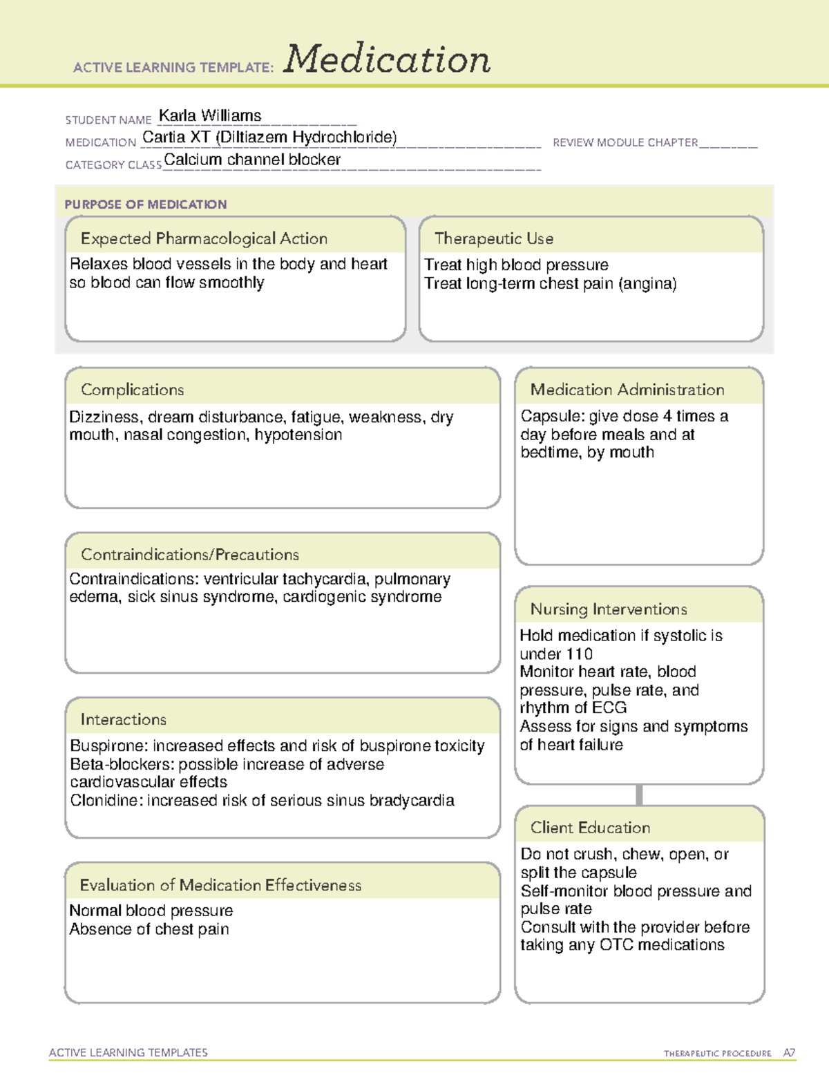 Cartia XT - ACTIVE LEARNING TEMPLATES THERAPEUTIC PROCEDURE A ...