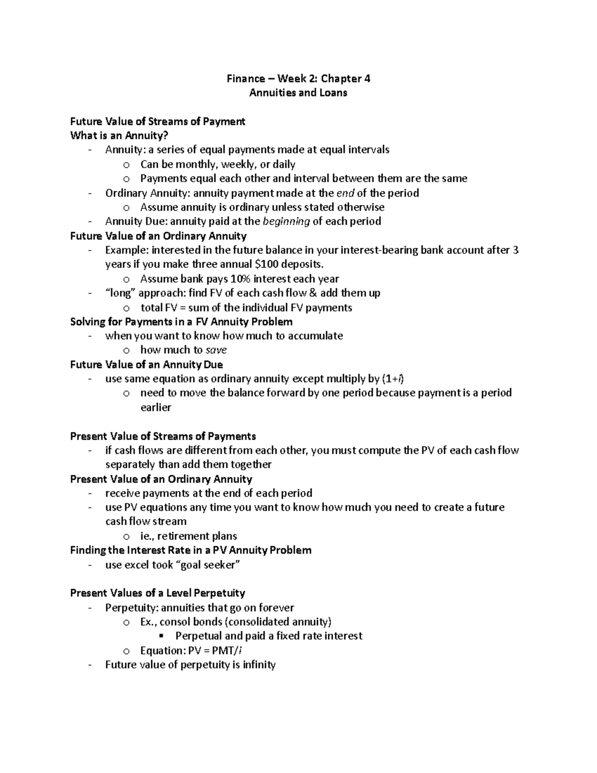 Finance - Chapter 4 - BU288 - WLU - Studocu