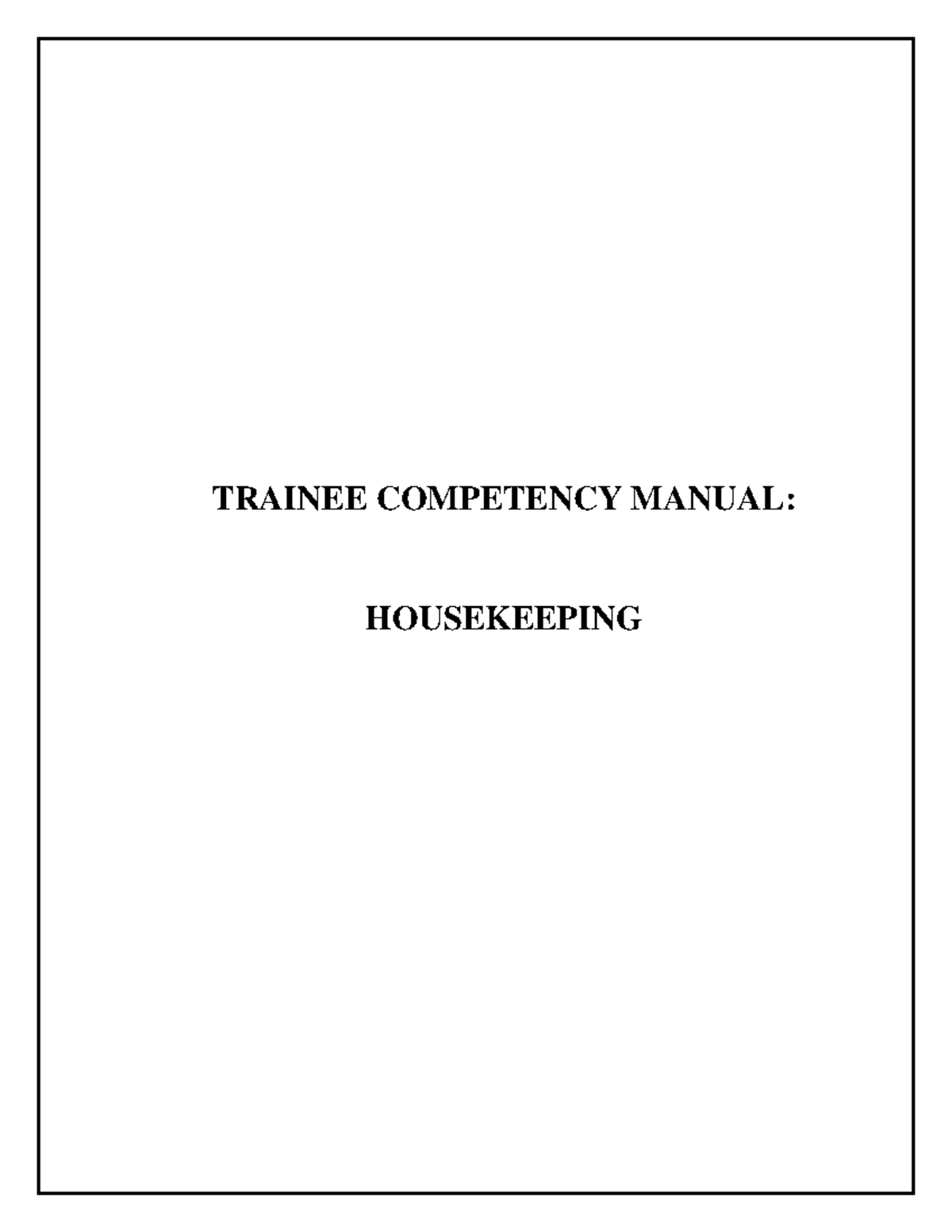 TRAINEE COMPETENCY MANUAL