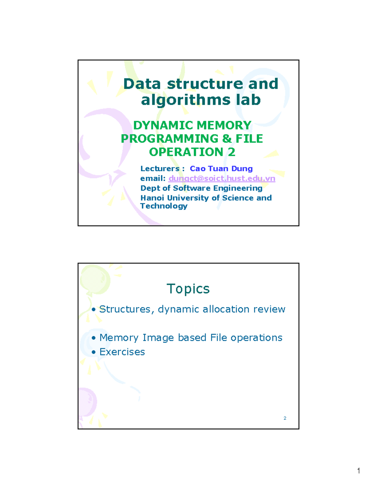 Dynamic Memory Allocation - File Operation 2 - ITSS Software ...