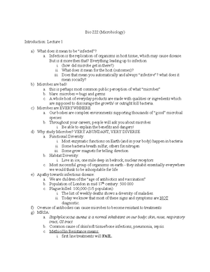 Bio 222 Part 1 - Full Set Of Bio Notes For Midterm. - Biology 222 ...