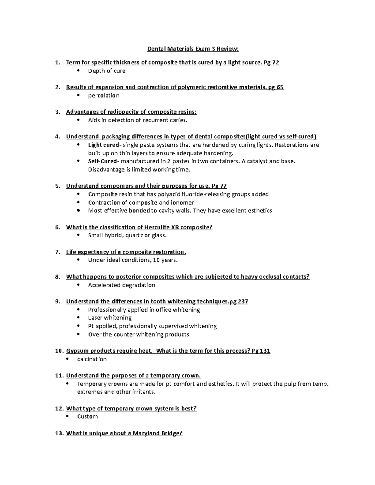 Dental Materials Exam 3 Review 2 Dental Materials Exam 3 Review Term for specific thickness