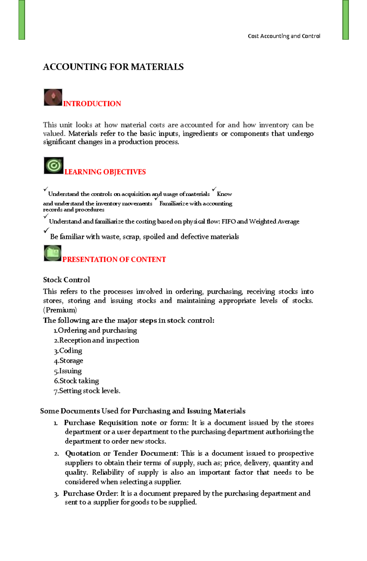 Module 4-compressed - Cost Accounting And Control Lecture Notes ...