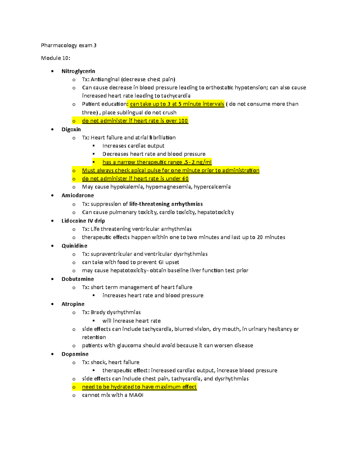 Pharmacology Exam 3 Study Guide - Pharmacology Exam 3 Module 10 ...